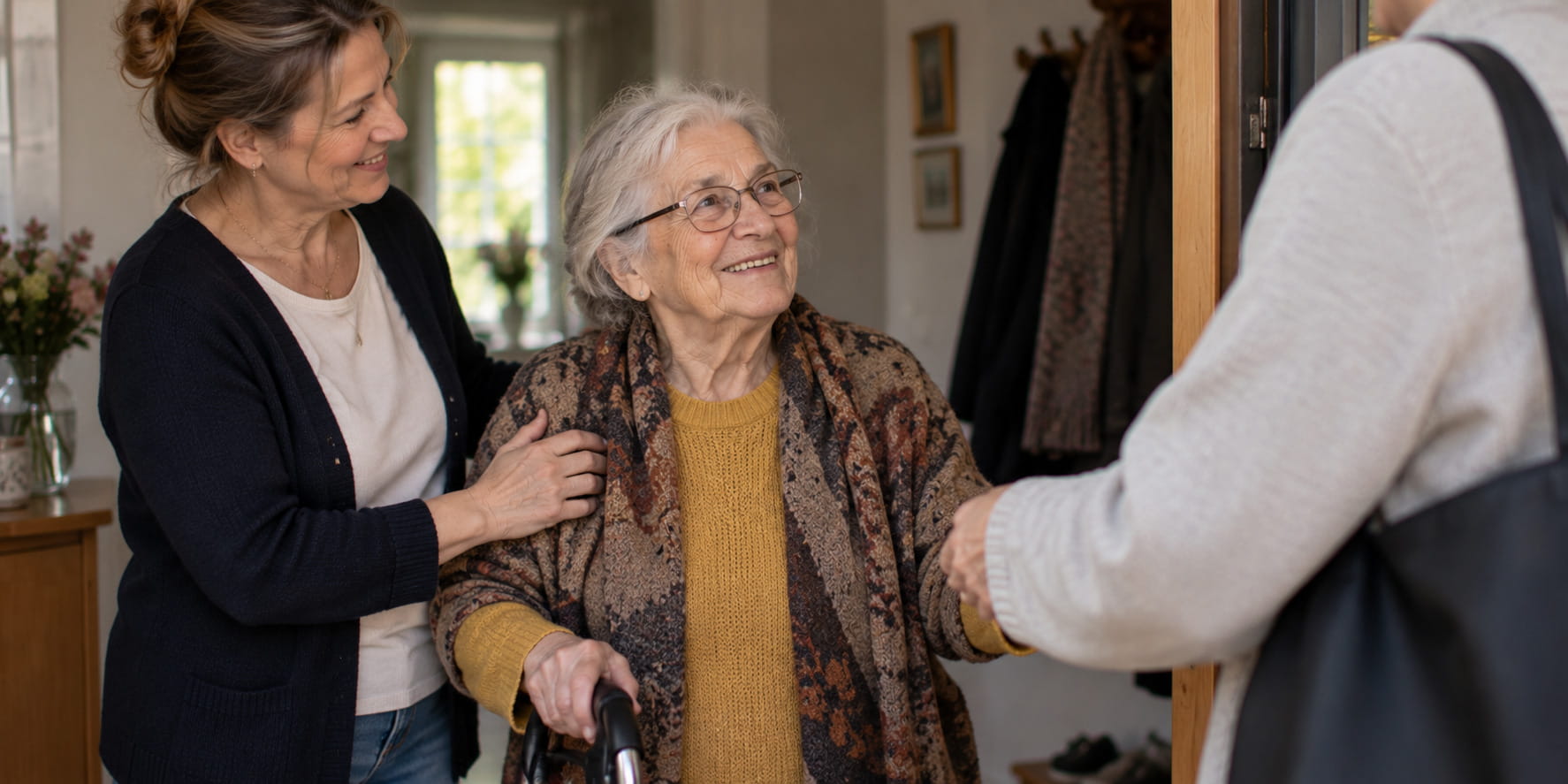 Übergabe zwischen Angehöriger und Betreuungsperson